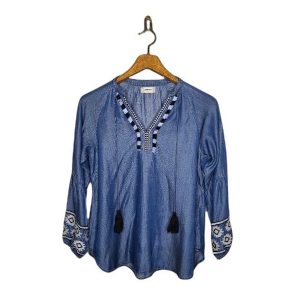 Altar'd State Size Small Blue Embroidered Longsleeve Top - Picture 1 of 12